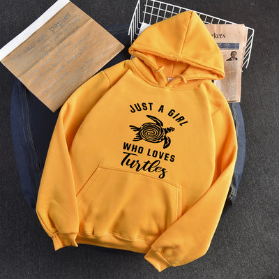 Hooded Sweater Women The Turtle Letter Printed Hoodie Casual Loose Top