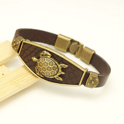Vintage fashion turtle leather bracelet