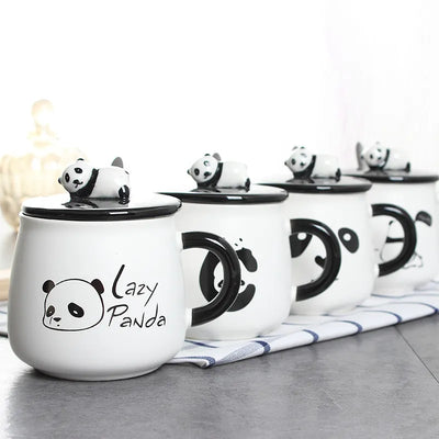 Panda Ceramic Cup Cute with Spoon