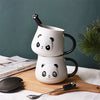 Panda Ceramic Coffee Mug with Lid and Spoon