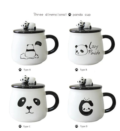 Panda Ceramic Cup Cute with Spoon