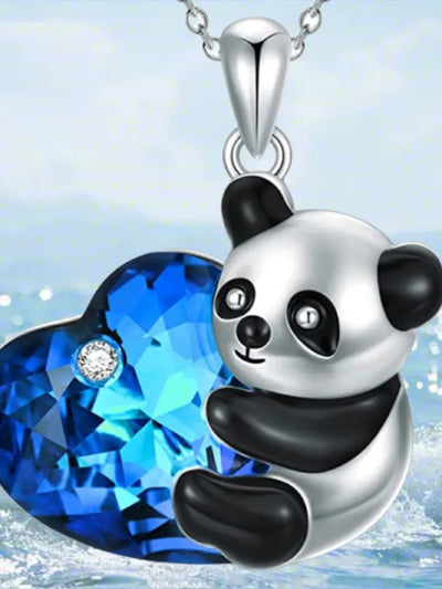 Panda Blue Heart Necklace