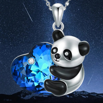 Panda Blue Heart Necklace