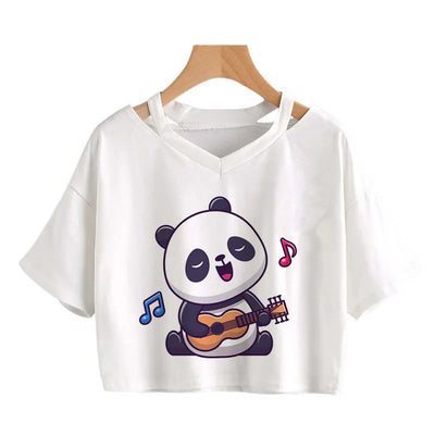 Panda Kawaii Crop Tops for Girls