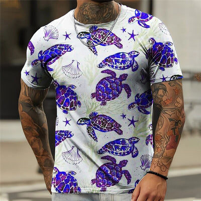 Summer Men's T-Shirt Turtle Print