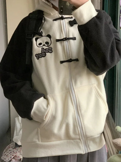 Deeptown Kawaii Cute Fleece Panda Hoodie