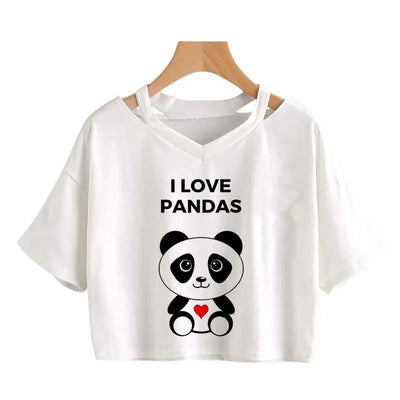 Panda Kawaii Crop Tops for Girls