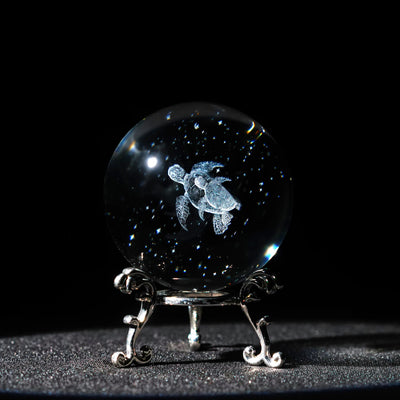 3D Laser Engraved Star Ocean-Sea Turtle Crystal Decorative Ball