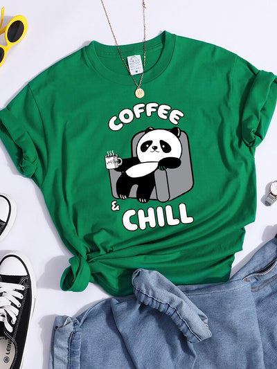 Coffee And Chill Kawaii Panda T Shirts