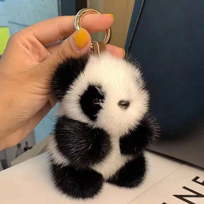 Cute Imitation Mink Fur Panda Keychain