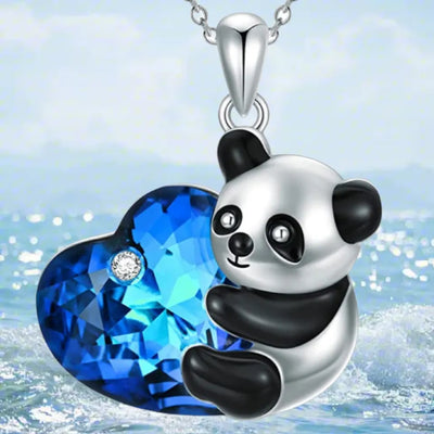 Panda Blue Heart Necklace