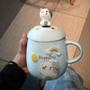 Cartoon Panda Ceramic Mug With Lid Spoon