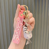 Creative Candy Bottle Moving Panda Liquid Key Chain Keyring Floating Quicksand Hollow Ball Sequins Pearl Keychain Girl Bag Charm