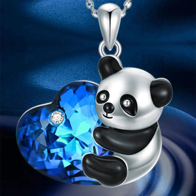Panda Blue Heart Necklace