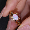 New Round White Opal Turtle Ring