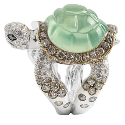 Green Turtle Rhinestone Ring