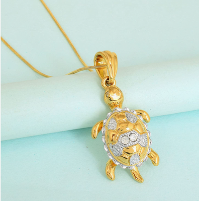 22K Gold Plated CZ Studded Turtle